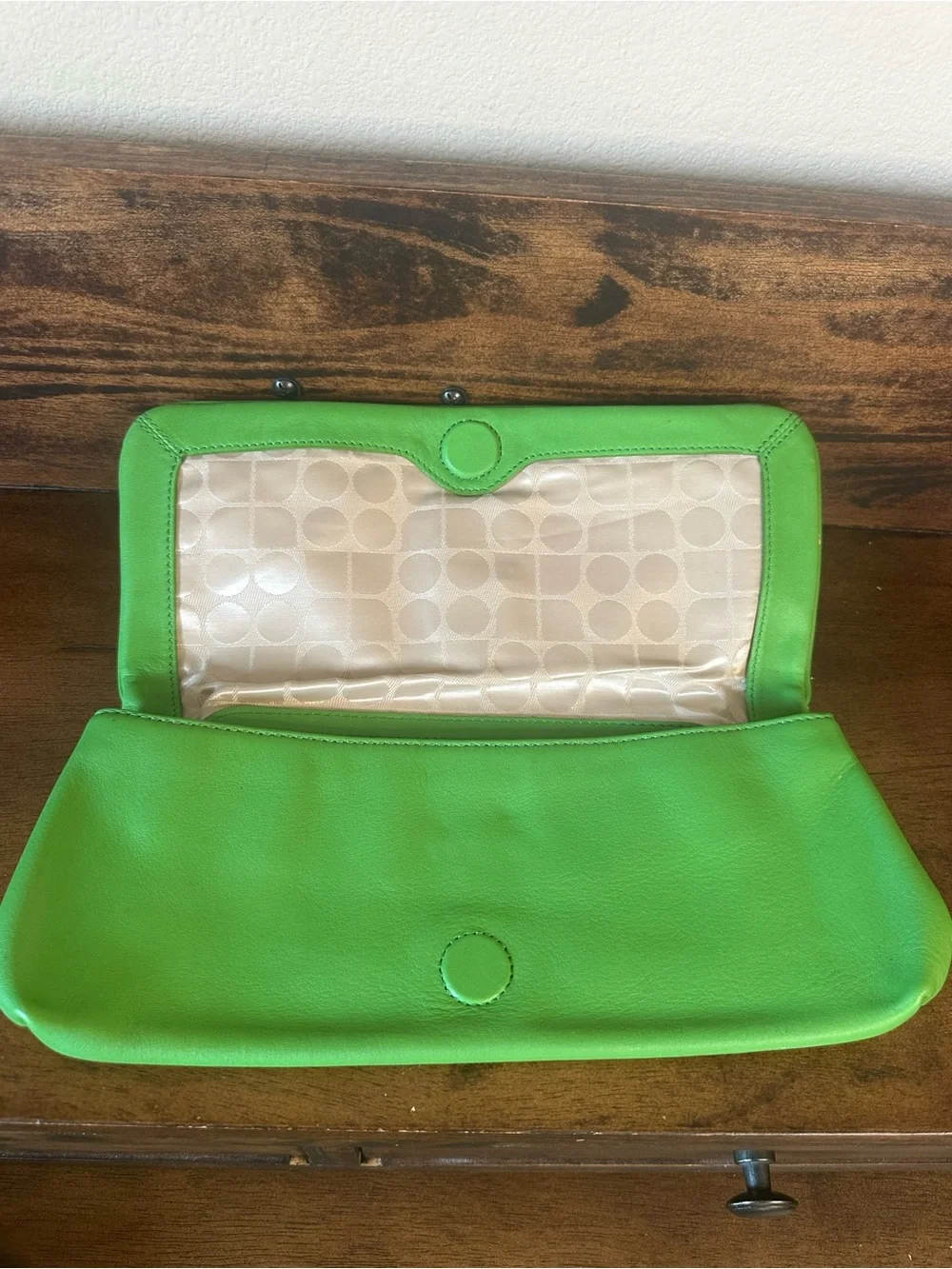 Kate Spade $245 MSRP Mirra Green Bow Clutch